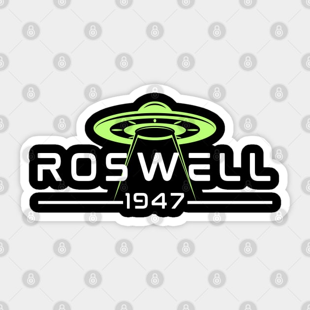 Roswell UFO 1947 - Alien Flying Saucer Crash Sticker by Paranormalshirts